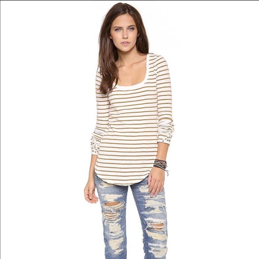 FREE PEOPLE | Tuscaloosa Hard Candy Striped Long Sleeve Top Women’s Size Small